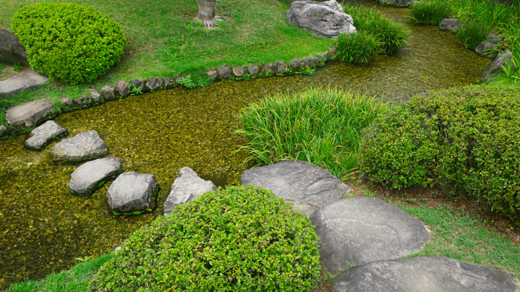 Japanse tuin met waterpartij