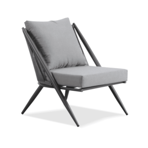 Boender Outdoor Jakarta loungestoel met grijze kussens in rope-aluminium