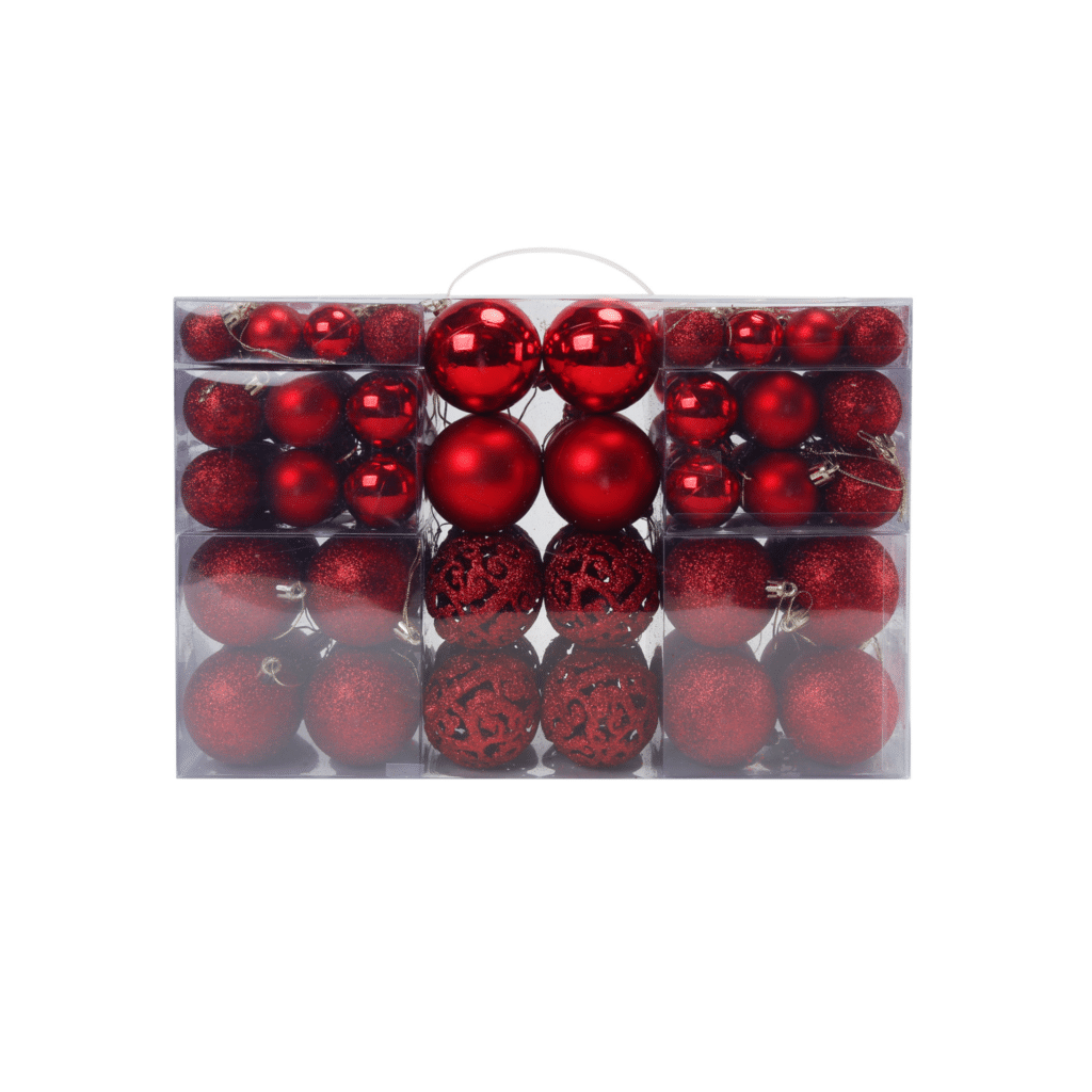 Kerstballen set rood