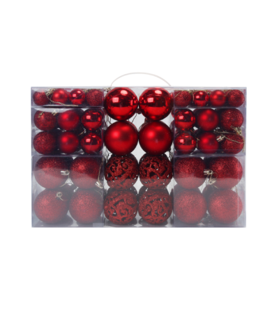 Kerstballen set rood