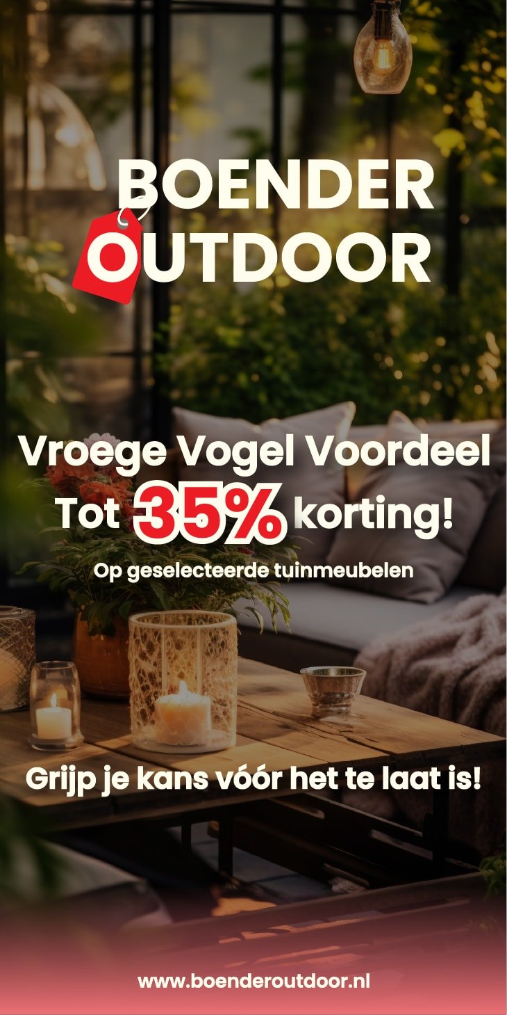 korting op tuinmeubelen verticale banner van boender outdoor