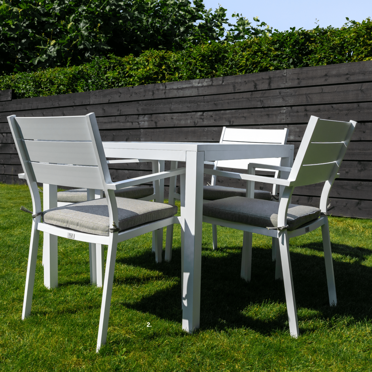 Boender Outdoor tuinset 5-delig met kussens en witte aluminium stoelen