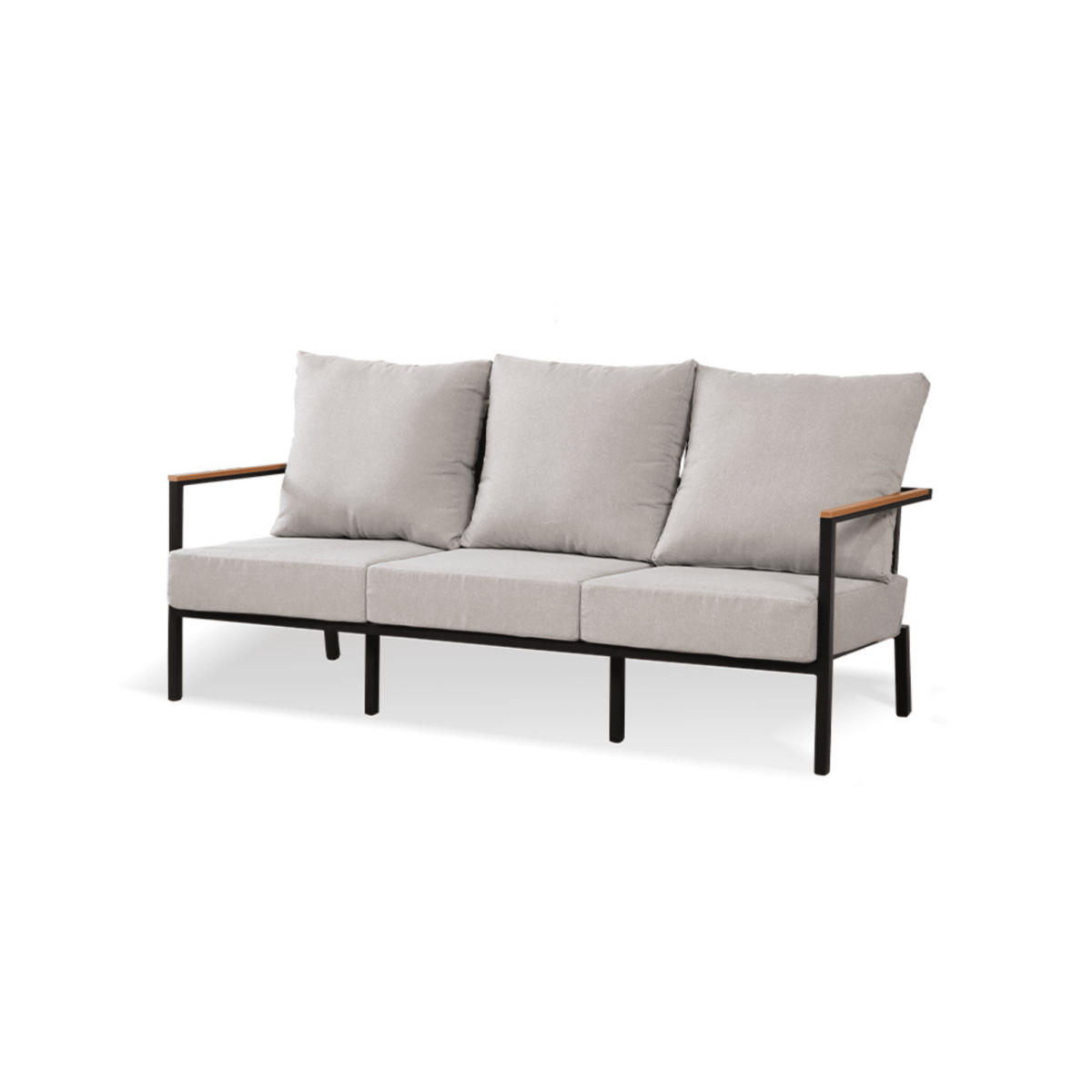 Boender Outdoor 3-zits loungebank met grijze kussens en zwart frame