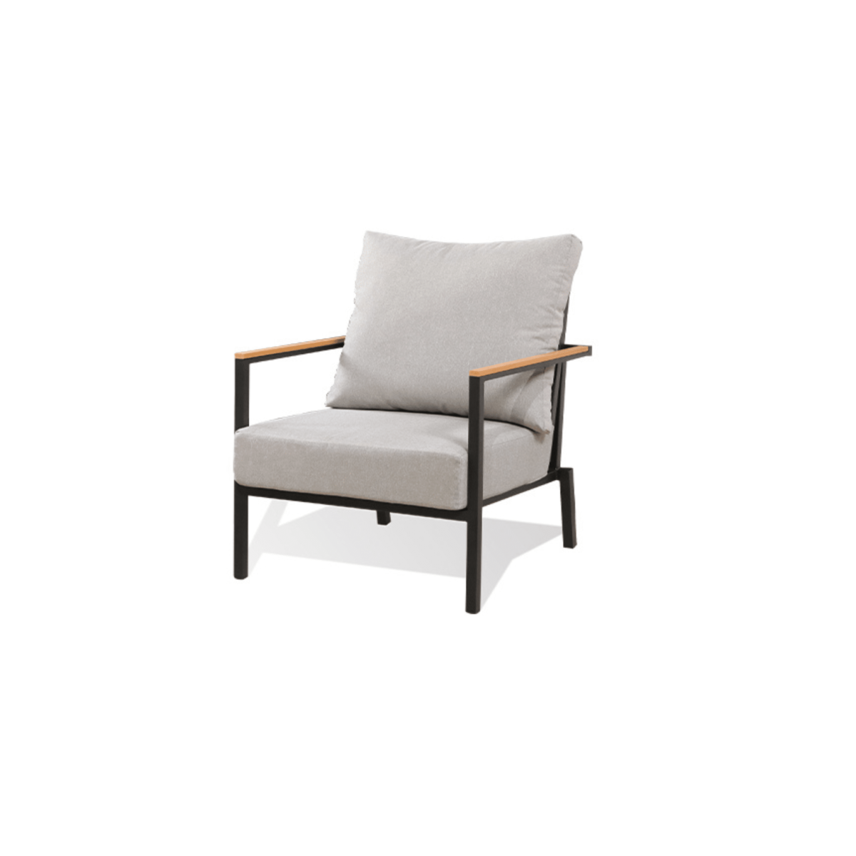 Boender Outdoor loungestoel met grijze kussens en zwart frame