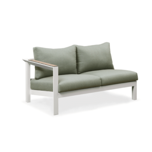 Boender Outdoor Kioh hoek loungeset tweezits met groene kussens en witte aluminium frame