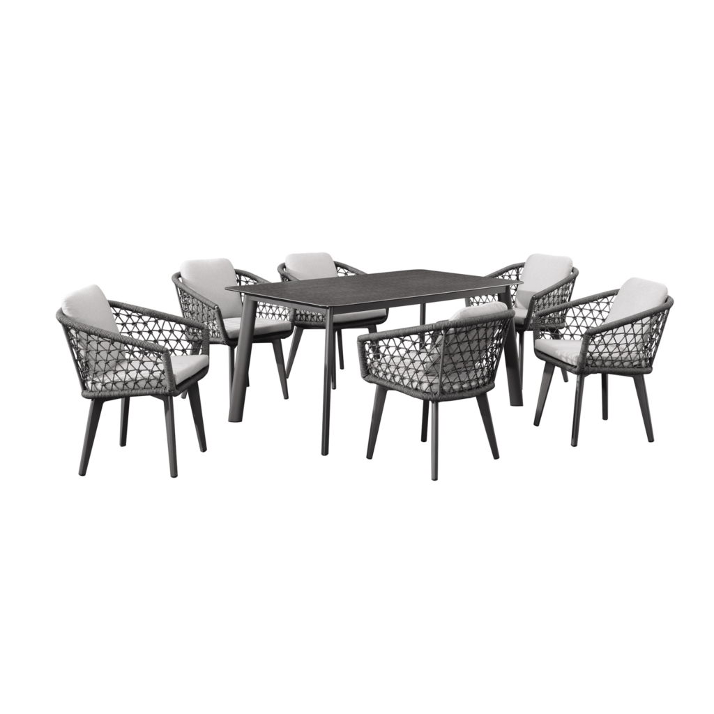 Boender Outdoor Mario tuinset 160cm 7-delig met 6 stoelen en tafel