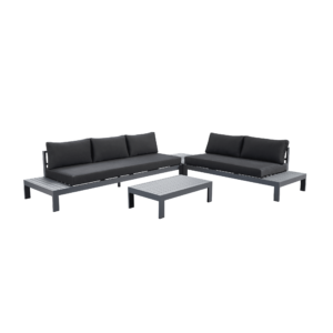 Boender Outdoor River 4-delige hoek loungeset in donkergrijs met lage salontafel