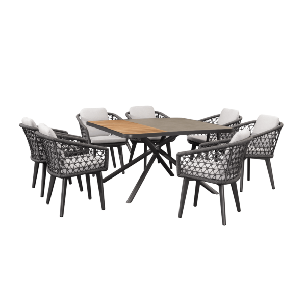 Boender Outdoor Tempuro 7-delige dining tuinset met ropes stoelen en een 130cm tafel