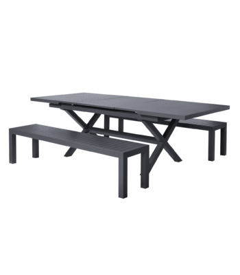 Boender Outdoor uitschuifbare picknick tuinset 180/240cm in antraciet met bijpassende banken