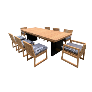 Boender Outdoor teak tuinset voor 8 personen met kussens en rechthoekige tafel