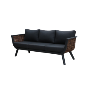 Boender Outdoor Latin 3-zits loungebank met zwarte kussens en wicker afwerking