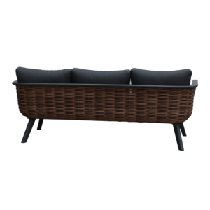 Achterzijde van de Boender Outdoor Latin 3-zits loungebank met wicker details