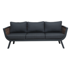 Vooraanzicht van de Boender Outdoor Latin 3-zits loungebank met comfortabele kussens