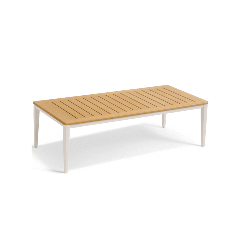 Boender Outdoor Bali tuintafel van teak met wit onderstel 120x60x40cm