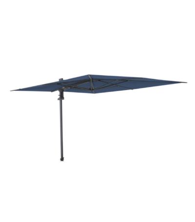 Madison Saint-Tropez vrijhangende zweefparasol open in zijaanzicht safier blue