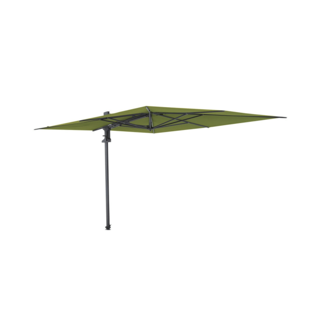 Madison Saint-Tropez vrijhangende zweefparasol open in zijaanzicht sage green