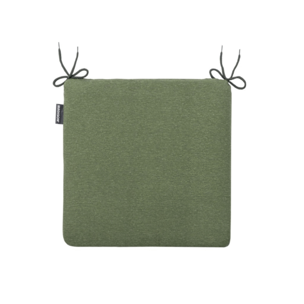 Groen Madison zitkussen 40x40 cm met striklinten bovenaanzicht