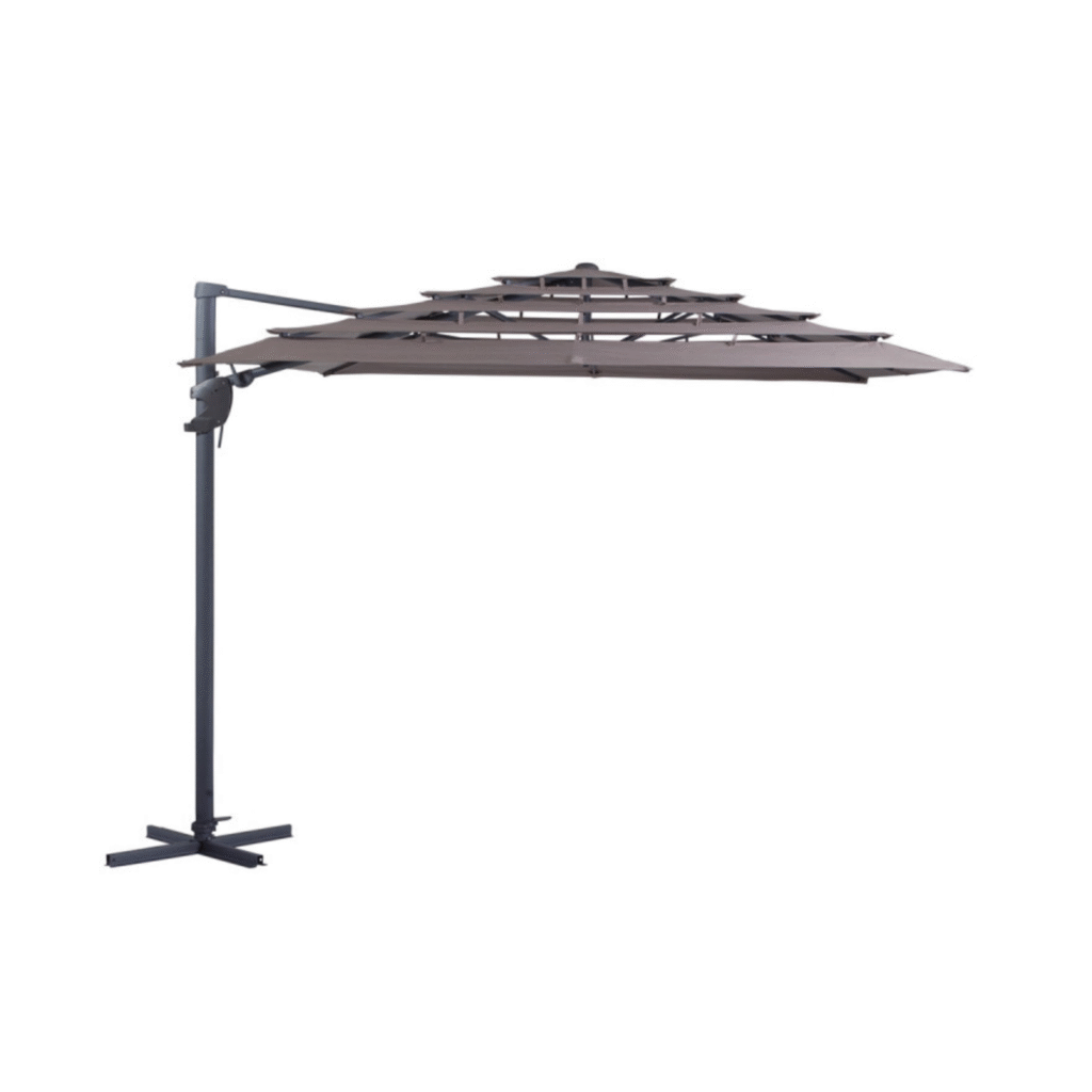 Zweefparasol Madison Monaco 300x300 cm in taupe met stevig frame