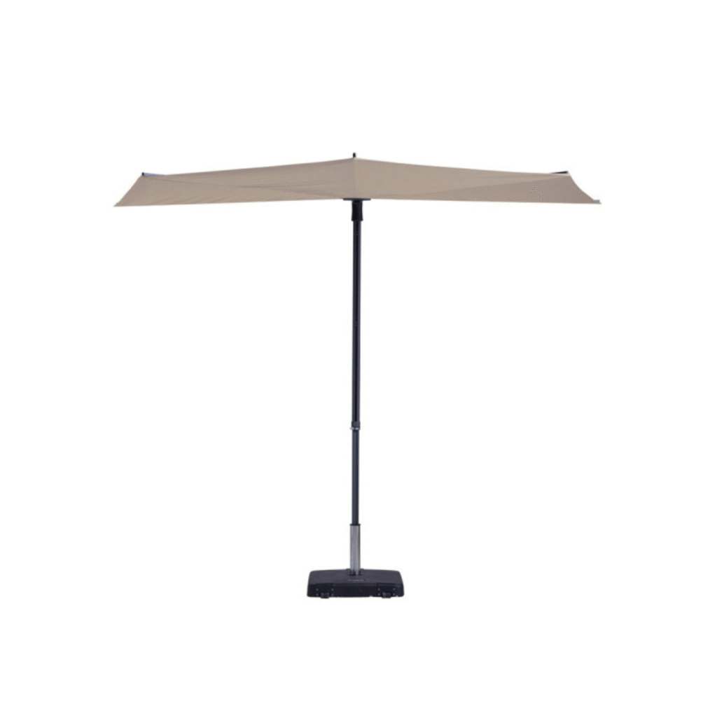Zweefparasol Madison Sun Wave in ecru met gesloten stand met antraciet frame