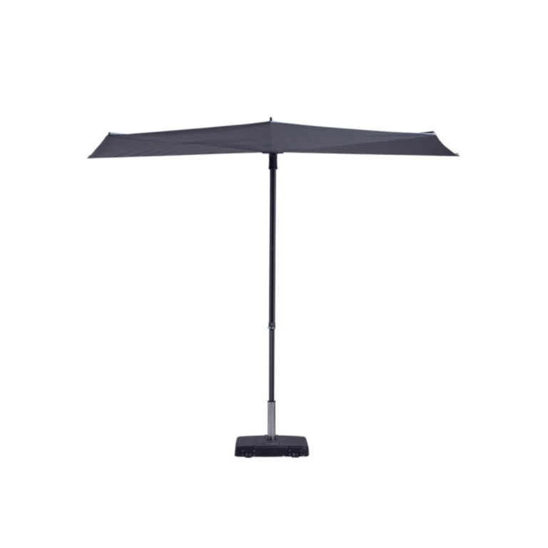 Zweefparasol Madison Sun Wave in grijs met gesloten stand met antraciet frame