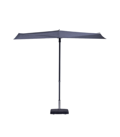 Zweefparasol Madison Sun Wave in safier blue met gesloten stand met antraciet frame