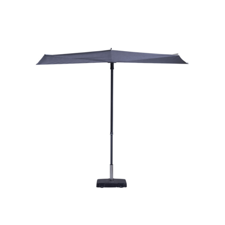 Zweefparasol Madison Sun Wave in safier blue met gesloten stand met antraciet frame