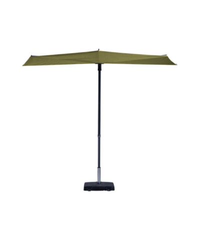 Zweefparasol Madison Sun Wave in sage green met gesloten stand met antraciet frame