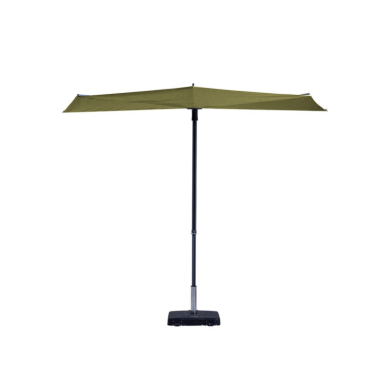 Zweefparasol Madison Sun Wave in sage green met gesloten stand met antraciet frame