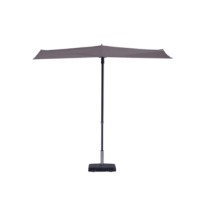 Zweefparasol Madison Sun Wave in taupe met gesloten stand met antraciet frame