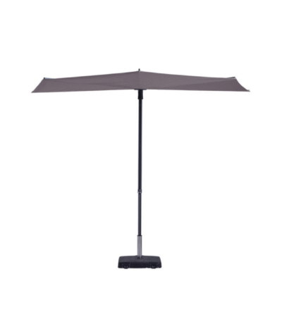 Zweefparasol Madison Sun Wave in taupe met gesloten stand met antraciet frame