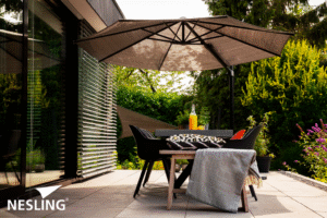 nesling coolfit zweefparasol plus ø350cm antraciet boven tuinset met kussens