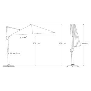 Platinum Sun & Shade zweefparasol Voyager T¹ 250x250 lichtgrijs. - Afbeelding 5