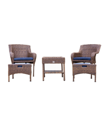 Boender Outdoor Oxford bistroset met twee stoelen, voetenbankjes en tafel