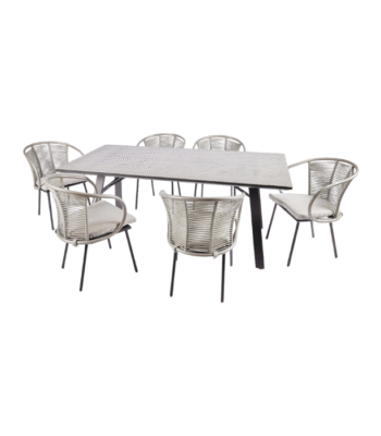 edg dining tuinset met rope stoelen en aluminium tafel voor 6 personen