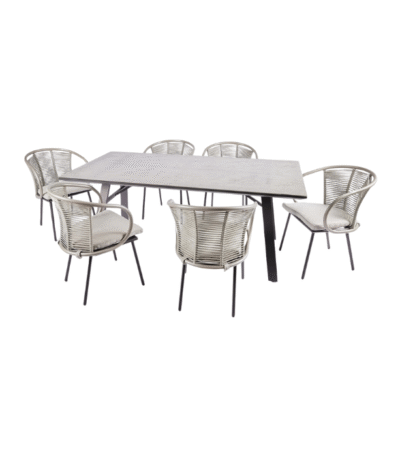 edg dining tuinset met rope stoelen en aluminium tafel voor 6 personen