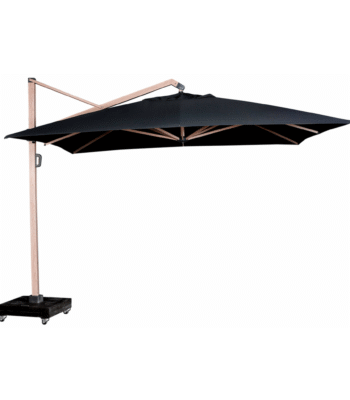 icon premium zweefparasol 350x350 zwart doek houtlook frame
