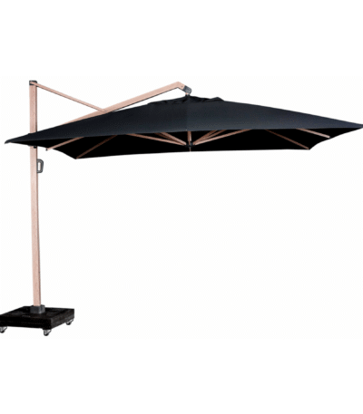 icon premium zweefparasol 350x350 zwart doek houtlook frame