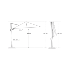 Platinum Sun & Shade zweefparasol Challenger T² Teak look frame, 300x300 Faded black. - Afbeelding 10