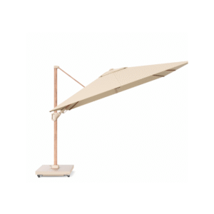 boender outdoor zweefparasol champagne afgeschuind zijaanzicht in schuine stand