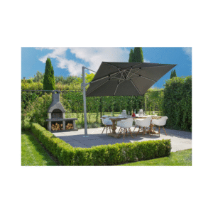 Platinum ingraafvoet met zweefparasol op terras