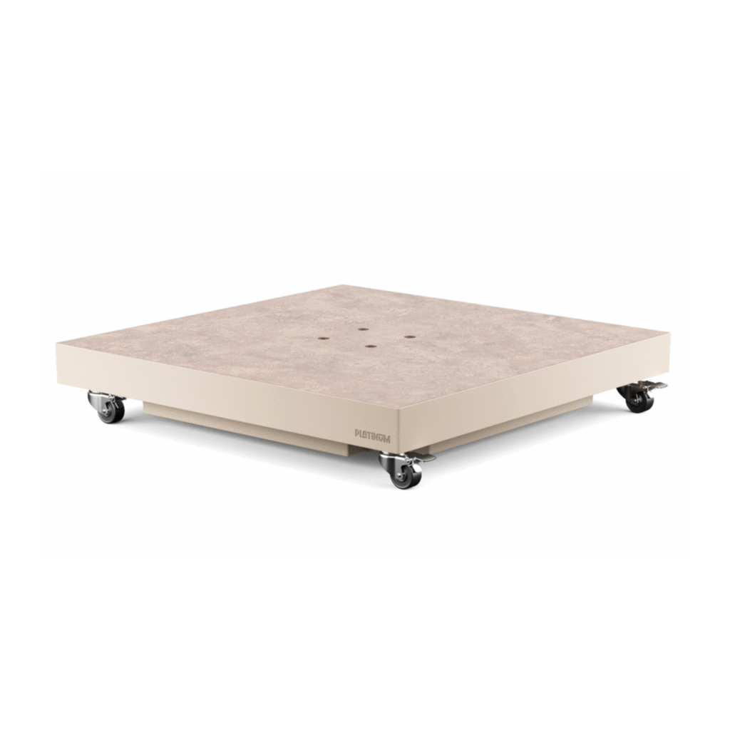 platinum sandstone parasolvoet 90kg met keramisch bovenblad en zwenkwielen