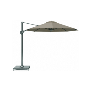 platinum zweefparasol voyager t1 rond 300cm taupe recht uitgeklapt