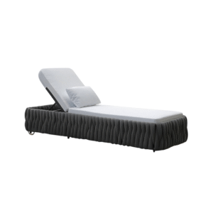 Verstelbaar luxe ligbed met aluminium frame en wielen in donkergrijs design