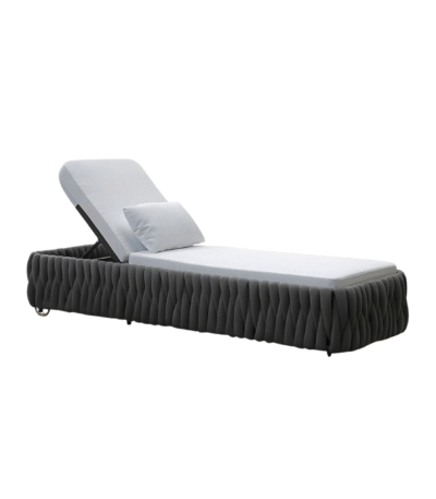 Verstelbaar luxe ligbed met aluminium frame en wielen in donkergrijs design