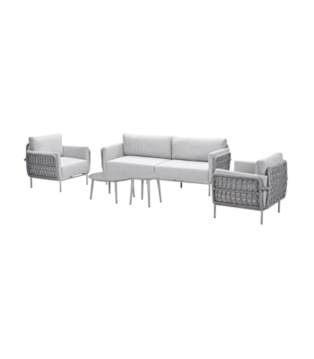 Cavallo loungeset met gevlochten rope details en lichtgrijze kussens