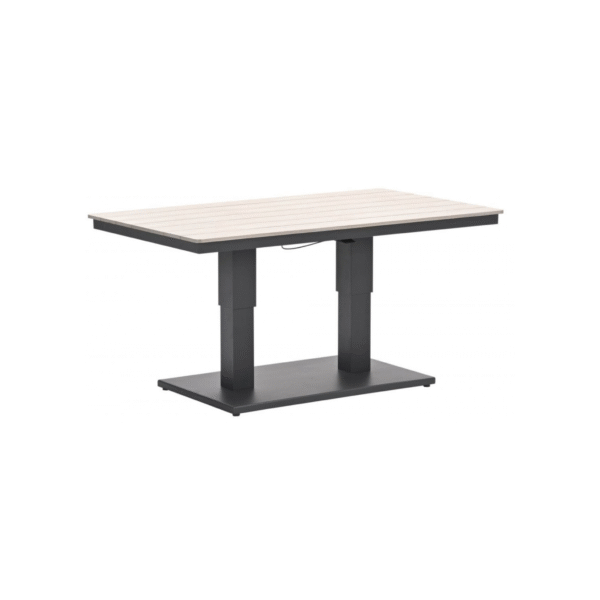 Verstelbare Cyprus tuintafel in staande positie met licht polywood tafelblad