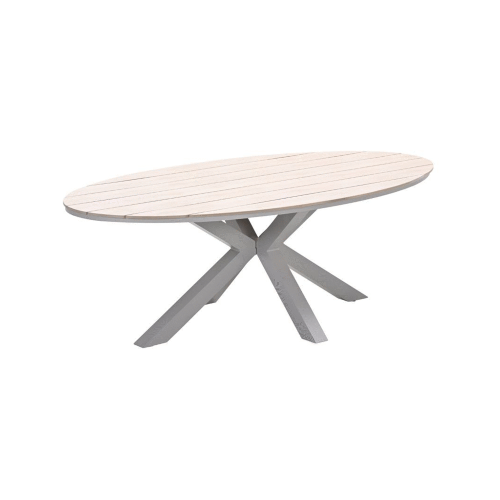 Edison tuintafel ovaal 220 cm met lattenblad en stevig metalen onderstel
