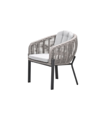 Fiji dining tuinstoel taupe met aluminium frame en gevlochten rope