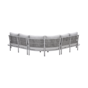 Achteraanzicht Frigole loungeset met taupe frame en rope details