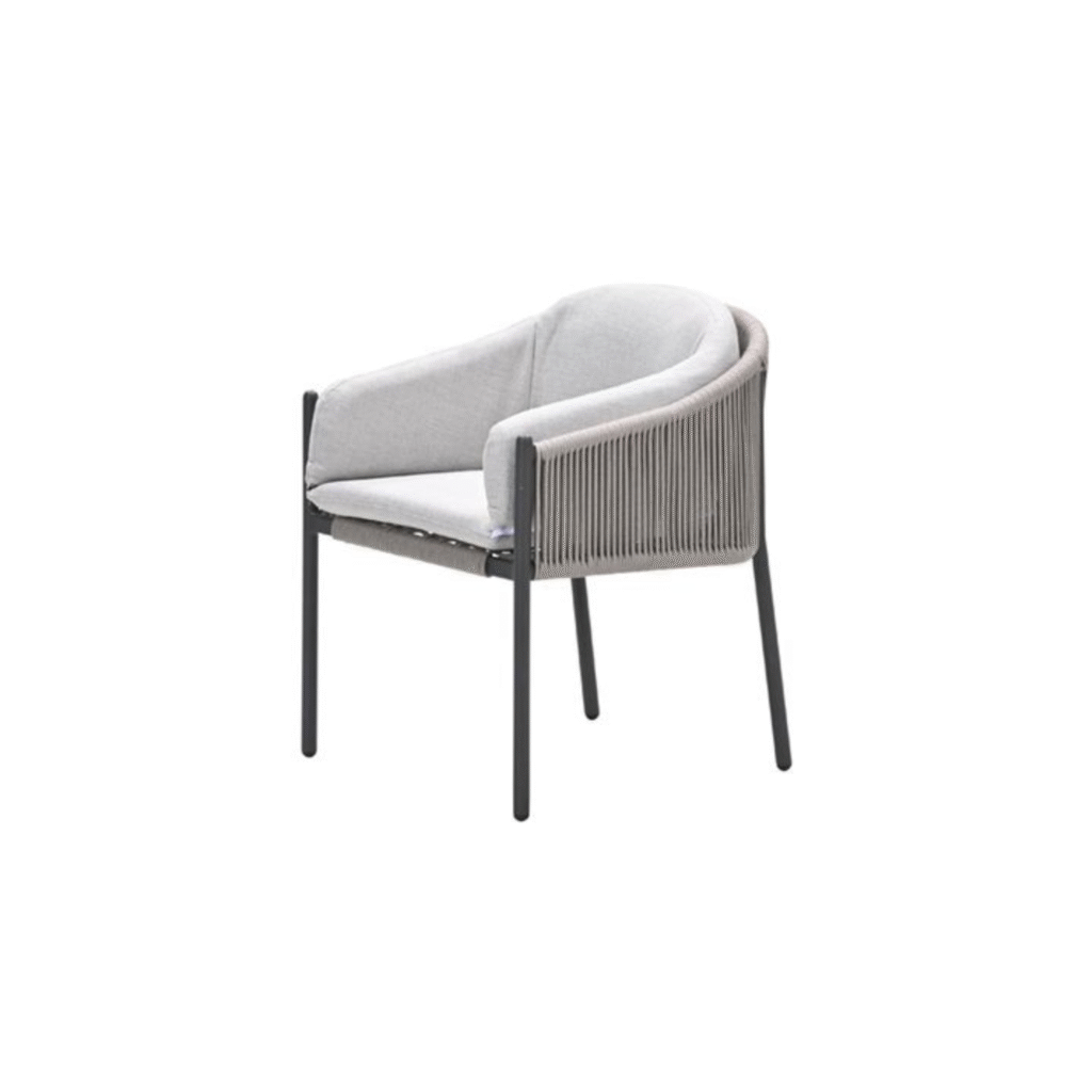 Kelvin tuinstoel met taupe rope en aluminium frame in moderne stijl